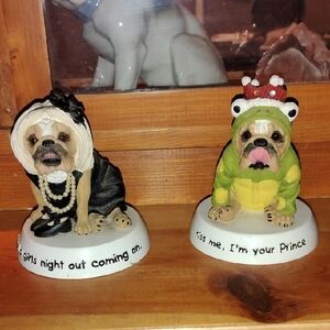 Bulldog Figurines in Costumes Zelda